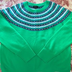 J Crew Italian Cashmere Fair Isle Crew Neck Sweater